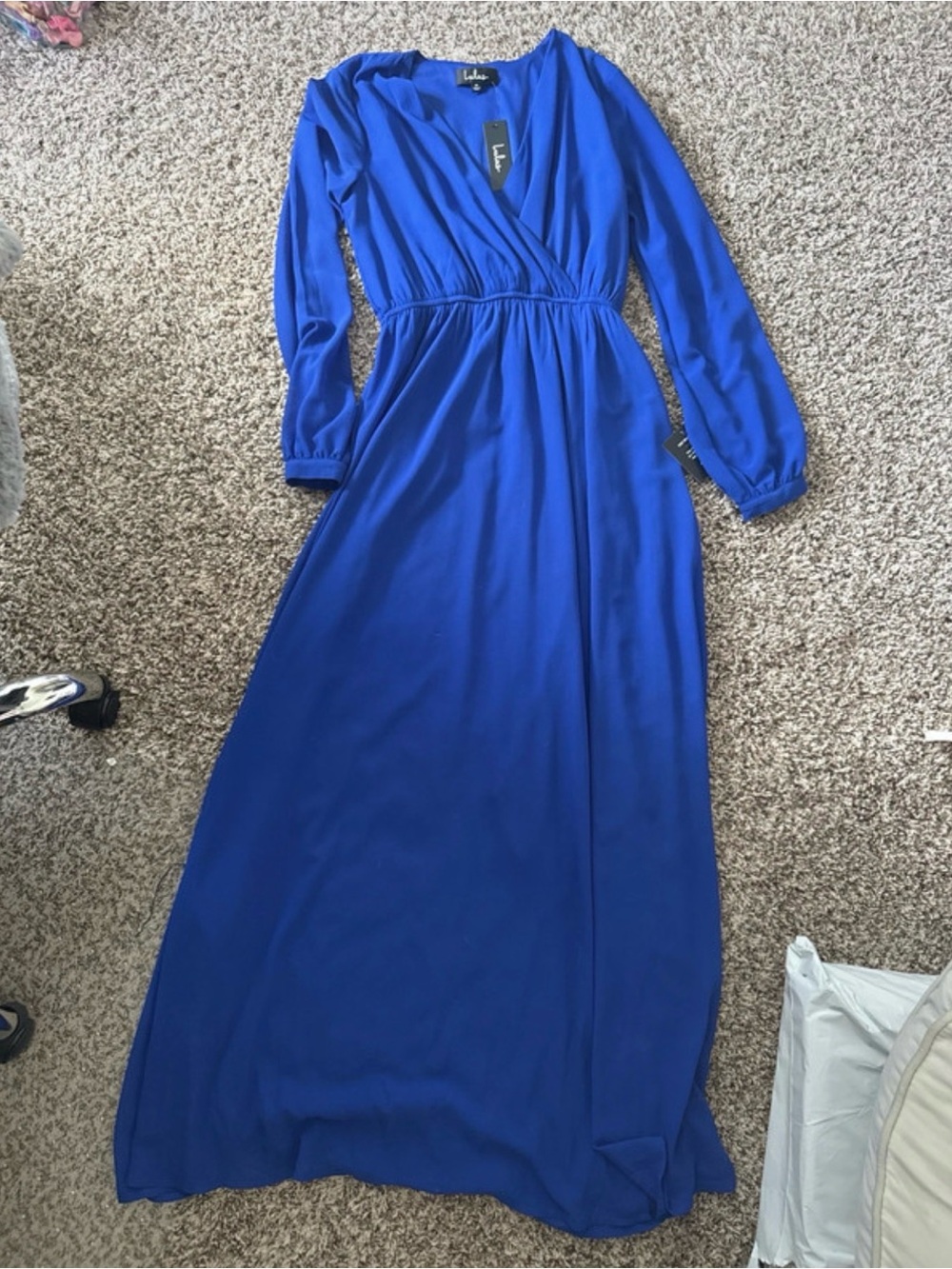 Lulu's Cobalt Blue Long Sleeve Maxi Dress